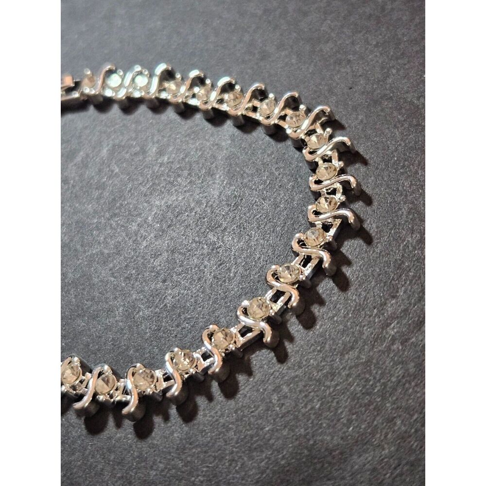 Sterling silver overlay bracelet with clear crystals